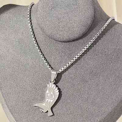 201 Stainless Steel Eagle Pendant Necklaces NJEW-H055-06P-1