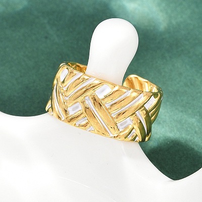 304 Stainless Steel Adjustable Enamel Cuff Rings for Women RJEW-A074-06G-1