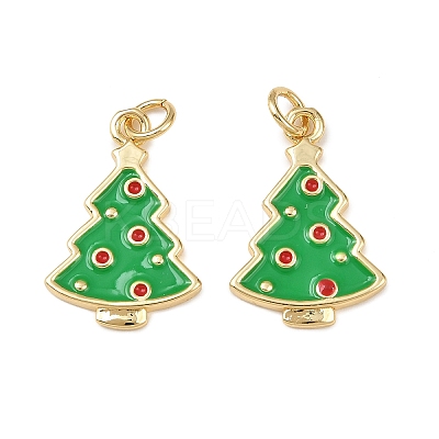 Christmas Brass Enamel Pendants KK-L255-17G-05-1