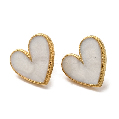 Ion Plating(IP) 304 Stainless Steel Heart Stud Earrings EJEW-C114-11B-G-1