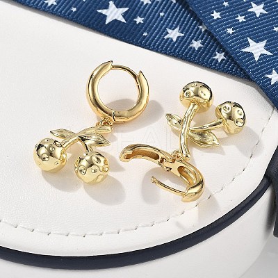 Brass Cherry Hoop Earrings EJEW-R016-04P-1