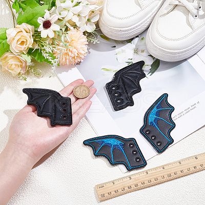 2 Pairs 2 Styles Halloween Imitation Leather Shoe Buckle for DIY Shoe Accessory AJEW-GF0011-82B-1