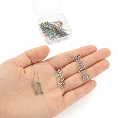 60Pcs 3 Style Ion Plating(IP) 304 Stainless Steel Eye Pins STAS-LS0001-62MC-1