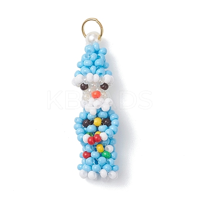 Easter Glass Seed Beaded Dwarf Pendants PALLOY-MZ01037-03-1