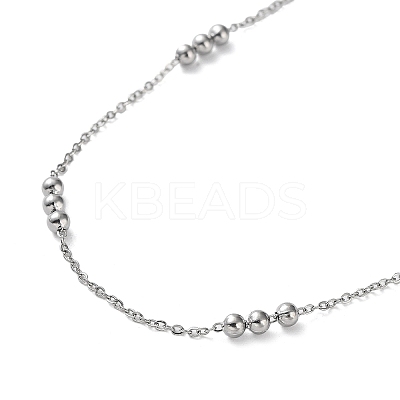 Non-Tarnish 304 Stainless Steel Round Beaded Link Chain Necklaces for Women LS-NJEW-D058-02P-1