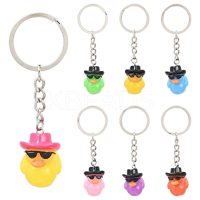 7Pcs Resin Duck Pendant Keychain KEYC-YW00225-1