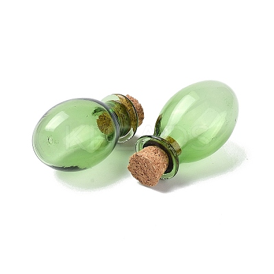Oval Glass Cork Bottles Ornament X1-AJEW-O032-03F-1