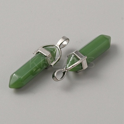 Natural Green Aventurine Double Terminal Pointed Pendants G-WH0016-37D-1