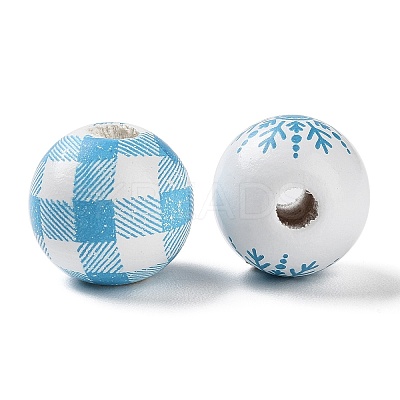 50Pcs Winter Theme Wood European Beads WOOD-G016-01-1