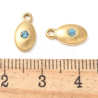 304 Stainless Steel with Rhinestone Charms STAS-Q345-15G-03-1