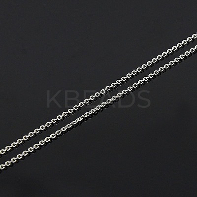 Anti-Tarnish Trendy Unisex Rhodium Plated Sterling Silver Cable Chains Necklaces X-STER-M034-B-07-1