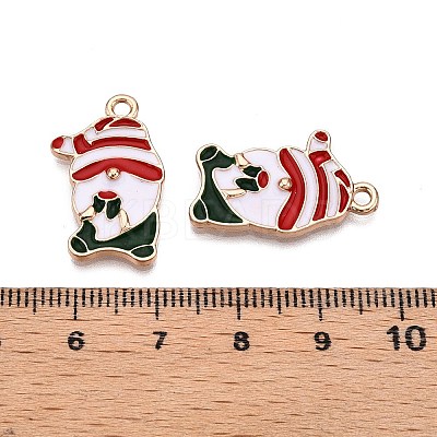 Christmas Theme Rack Plating Alloy Enamel Pendants ENAM-T021-12KCG-1