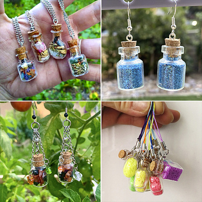 DIY Square Glass Cork Bottle Pendant Making Kit DIY-TA0009-63-1