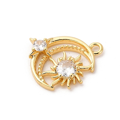 Brass Micro Pave Cubic Zirconia Charms KK-D371-04D-G-1