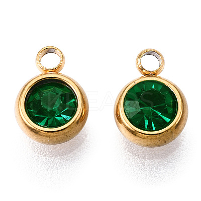PVD Vacuum Plating 201 Stainless Steel Rhinestone Charms STAS-S068-03G-1
