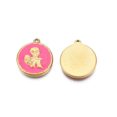 304 Stainless Steel Enamel Pendants STAS-N092-149B-1