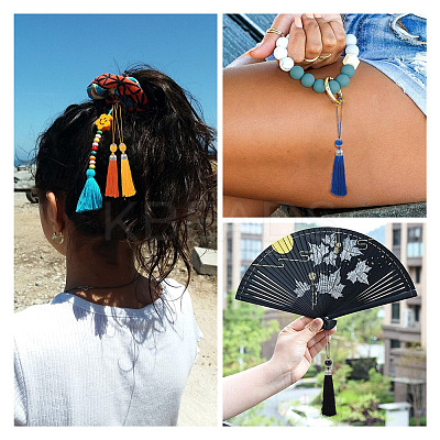 28Pcs 14 Colors Polyester Tassel Big Pendants Decorations HJEW-TA0001-07-1
