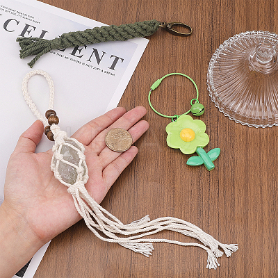 3Pcs 3 Style Cotton Braided Pendant Decorations HJEW-CA0001-40-1