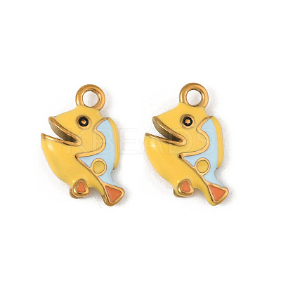 304 Stainless Steel Enamel Pendants STAS-P396-10G-01-1