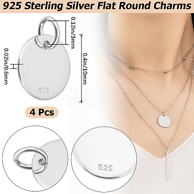 4Pcs 925 Sterling Silver Pendants STER-BBC0005-37B-1