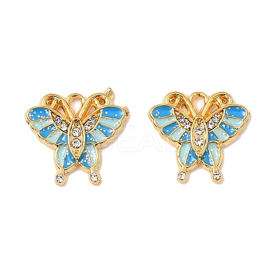 304 Stainless Steel with Crystal Rhinestone Enamel Charms STAS-G358-06G-01-1