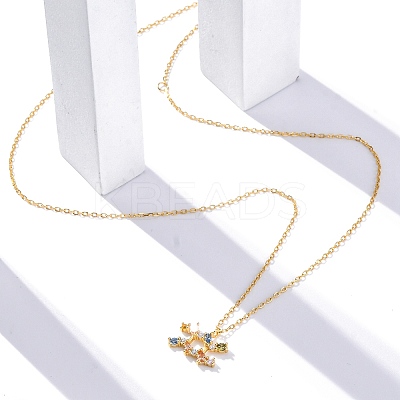 925 Sterling Silver Colorful Cubic Zirconia Constellation Pendant Cable Chain Necklaces for Women STER-R009-01G-12-1