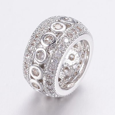 Brass Micro Pave Cubic Zirconia Beads ZIRC-G125-43P-1
