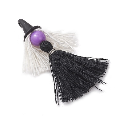 5Pcs 5 Colors Handmade Polycotton(Polyester Cotton) Tassel Pendants PALLOY-JF04236-1