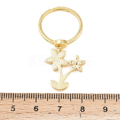 Brass Micro Pave Cubic Zirconia Pendant Finger Rings for Women LS-RJEW-A090-04G-1