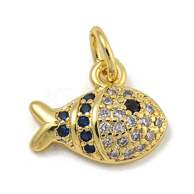Rack Plating Brass Micro Pave Cubic Zirconia Charms KK-I718-03G-A-1