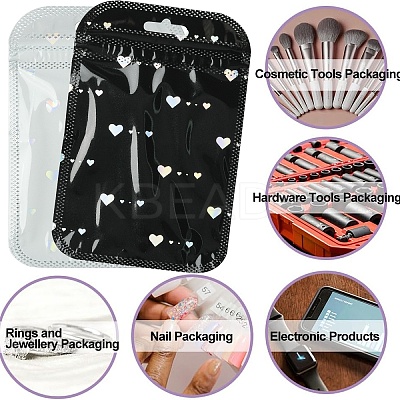 50Pcs Glitter Heart Holographic Plastic Yin-yang Zip Top Gift Bags OPP-YW0001-09A-1