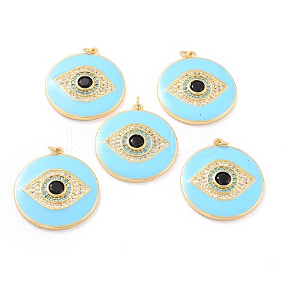 Real 18K Gold Plated Brass Micro Pave Cubic Zirconia Pendants ZIRC-L100-084G-01-1