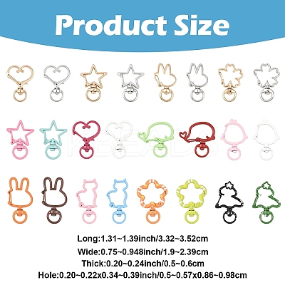 16Pcs 8 Styles Alloy Swivel Snap Hook Clasps FIND-YW0009-26-1