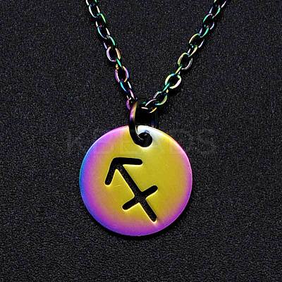 Rainbow Color Stainless Steel Constellation Pendant Necklace for Women ZODI-PW0001-039I-1