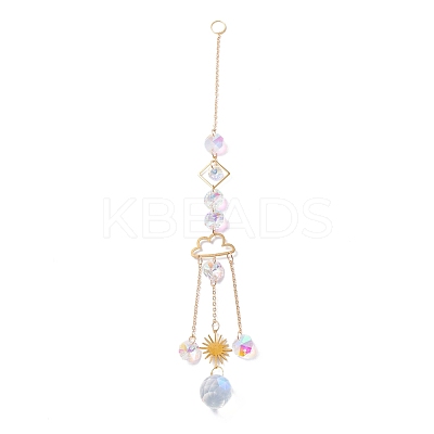 Hanging Crystal Aurora Wind Chimes HJEW-Z003-07-1