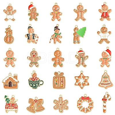 50Pcs 25 Styles Christmas Theme Alloy Enamel Pendants ENAM-YW0006-24-1