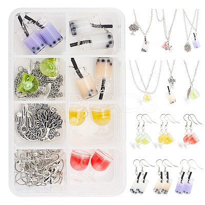 Cup Bottle Pendant Earring Necklace DIY Making Kits DIY-SC0017-84-1