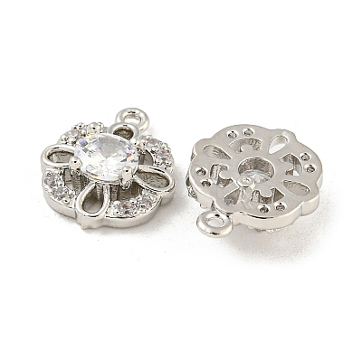 Brass Micro Pave Clear Cubic Zirconia Charms KK-Z057-04P-1