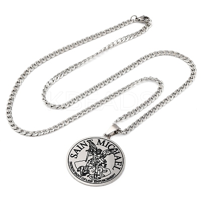 201 Stainless Steel Pendant Necklaces LS-NJEW-C066-04P-1