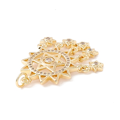 Rack Plating Brass Micro Pave Clear Cubic Zirconia Pendants ZIRC-I057-11G-1