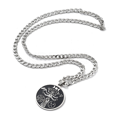 201 Stainless Steel Enamel Pendant Necklace LS-NJEW-K253-20P-1
