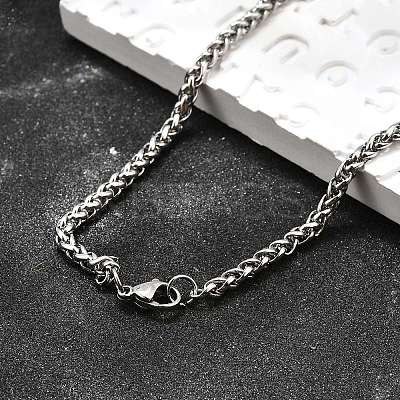 Tarnish Resistant Trendy Men's 201 Stainless Steel Wheat Chain Necklaces LS-NJEW-L043A-45P-1