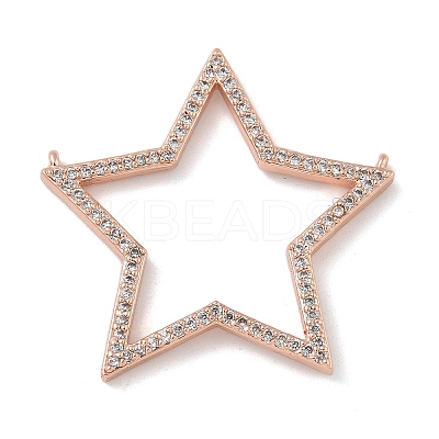 Rack Plating Brass Micro Pave Cubic Zirconia Connector Charms KK-G515-42RG-01-1