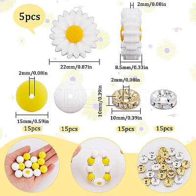 DIY Daisy Flower Silicone & Brass Beads Jewelry Making Findings Kit DIY-SC0025-42-1
