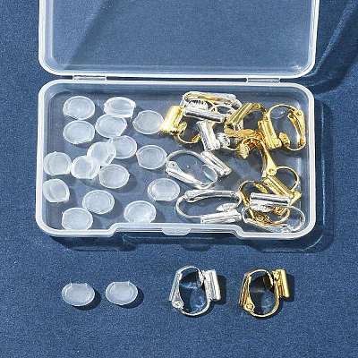12Pcs 2 Colors Brass Clip-on Earring Converters Findings KK-FS0001-30-1