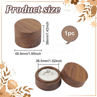 Round Wooden Single Ring Storage Boxes with Velvet Inside AJEW-WH0513-26B-1