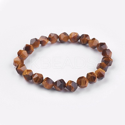 Natural Tiger Eye Stretch Bracelets BJEW-JB03950-01-1