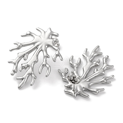 304 Stainless Steel Tree Branch Stud Earrings EJEW-D281-09S-1