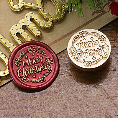 Merry Christmas Series Wax Seal Brass Stamp Head LS-AJEW-M037-01G-05-1