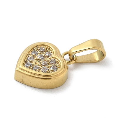 Ion Plating(IP) 304 Stainless Steel Micro Pave Cubic Zirconia Pendants STAS-Z107-02G-04-1